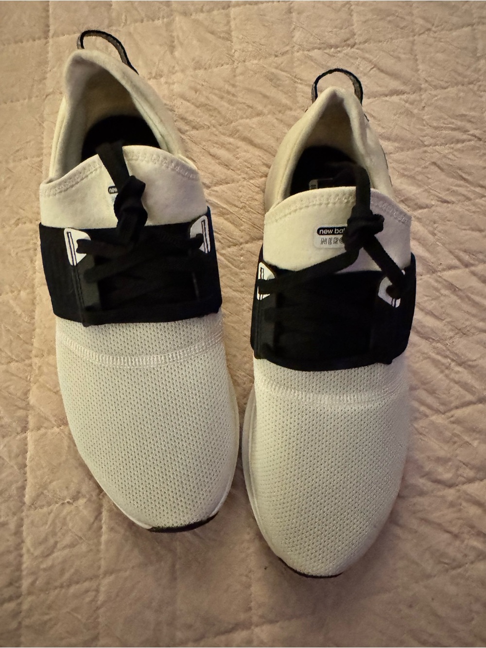 New Balance Women’s White and Black Knit Slip-On Energize Sneakers